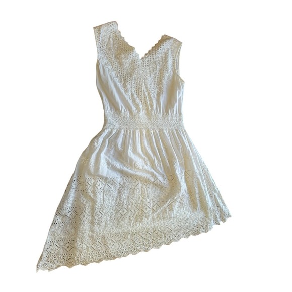 Roller Rabbit Womens White Eyelet Lace Sleeveless Smocked Waist Dress Size M - Picture 12 of 12